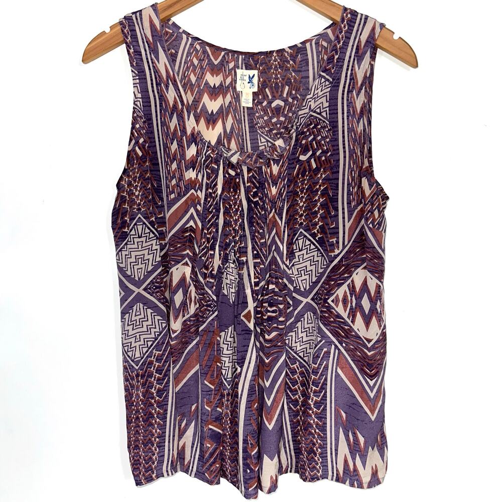 Anthropologie Edme & Esyllte Purple Silk Sleeveless Pintuck Tank Top Size 8